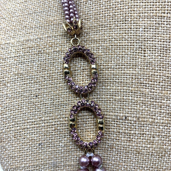 Vintage Monet Purple Pearl Multistrand Necklace Bracelet Set Victorian Art Deco - Picture 3 of 8
